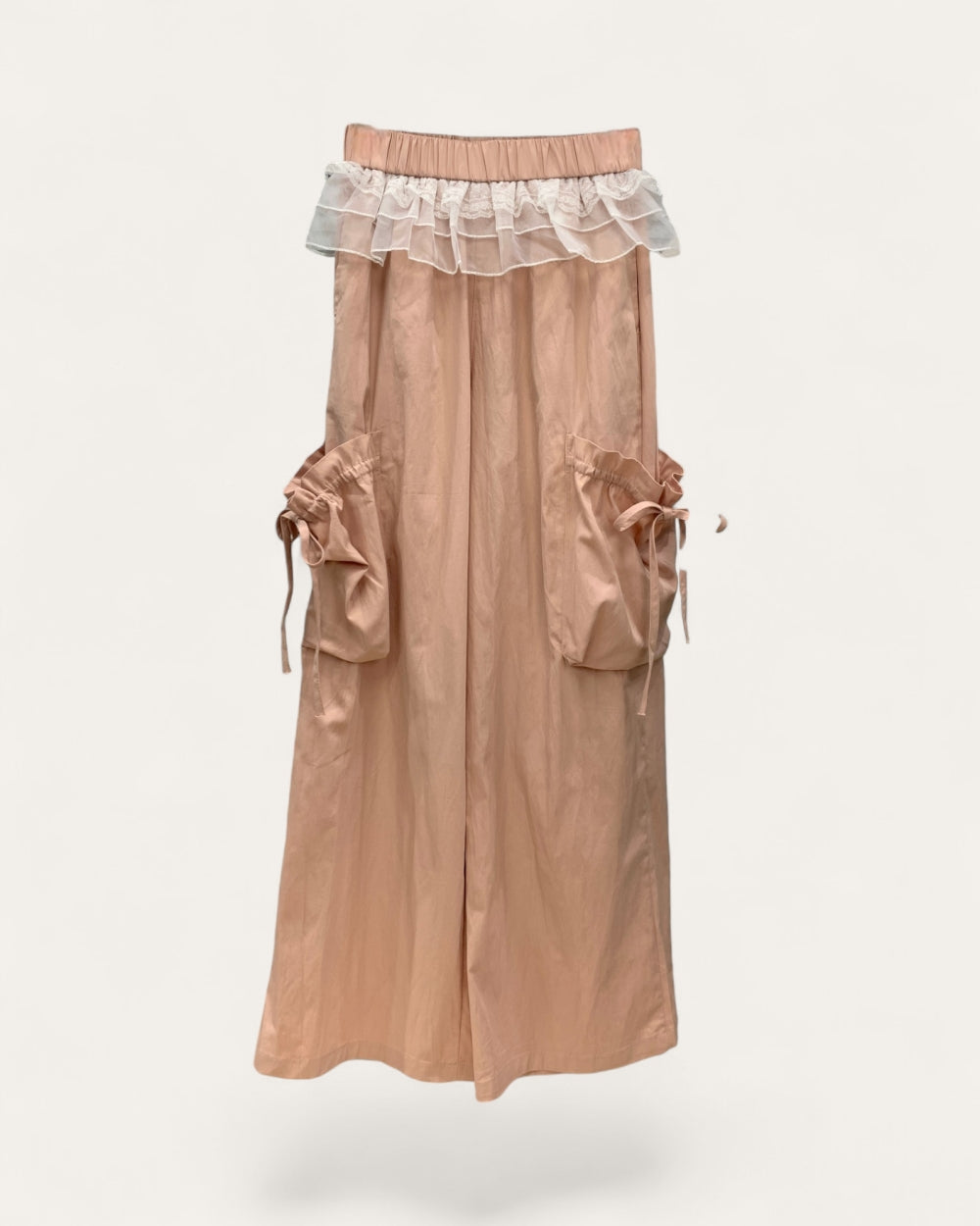 Lace Trim Pocket Wide - Leg Pants - Zilvina