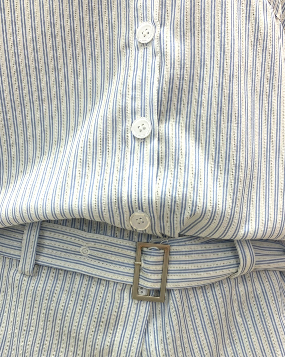 Lace Trim Relaxed Stripe Shirt - Zilvina