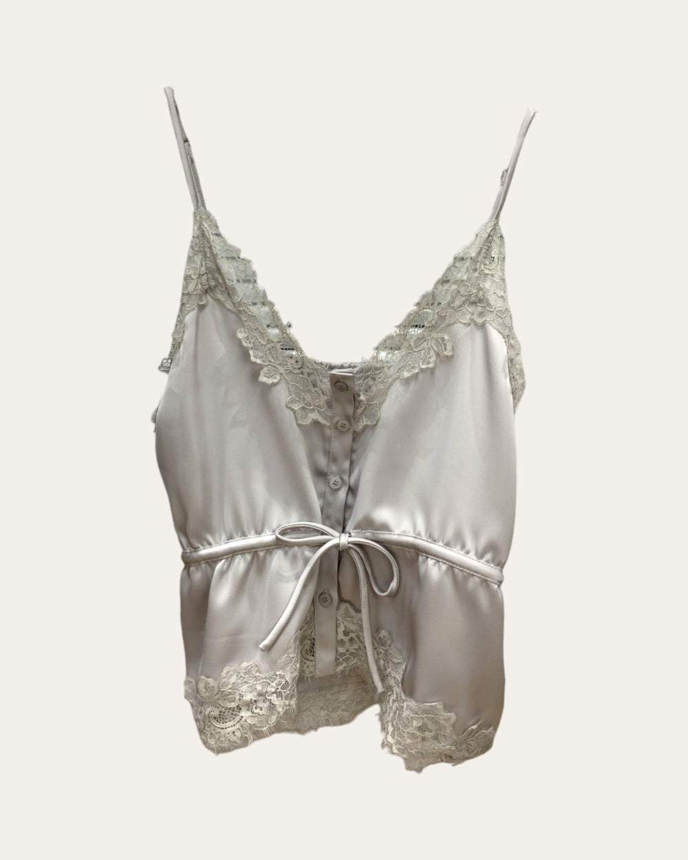 Lace Trim Satin Camisole Top - Zilvina