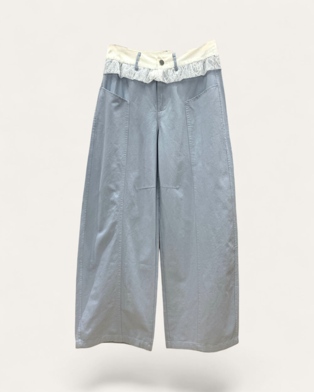 Lace Trim Wide - Leg Cropped Pants - Zilvina