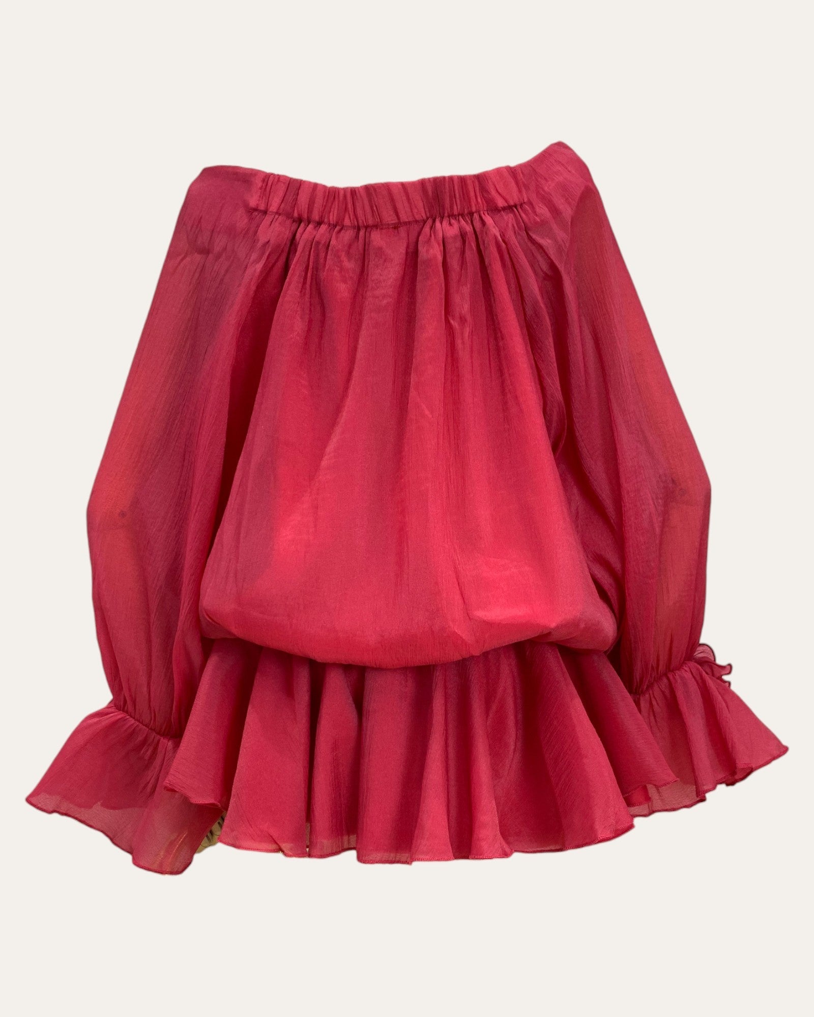 Lace - Up Ruffle Hem Off - Shoulder Dress with Rose Appliqué - Zilvina