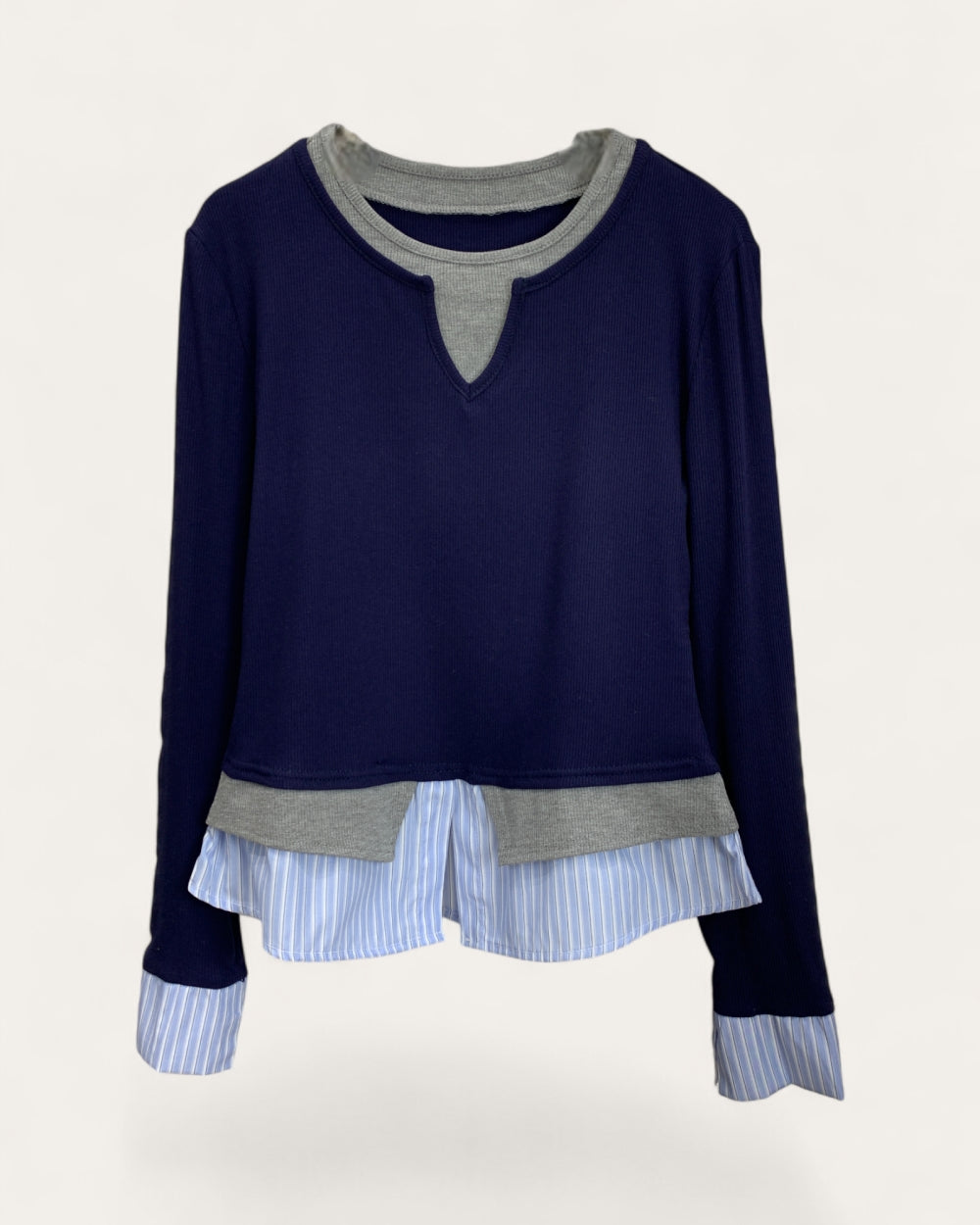 Layered Knit Panel Top - Zilvina