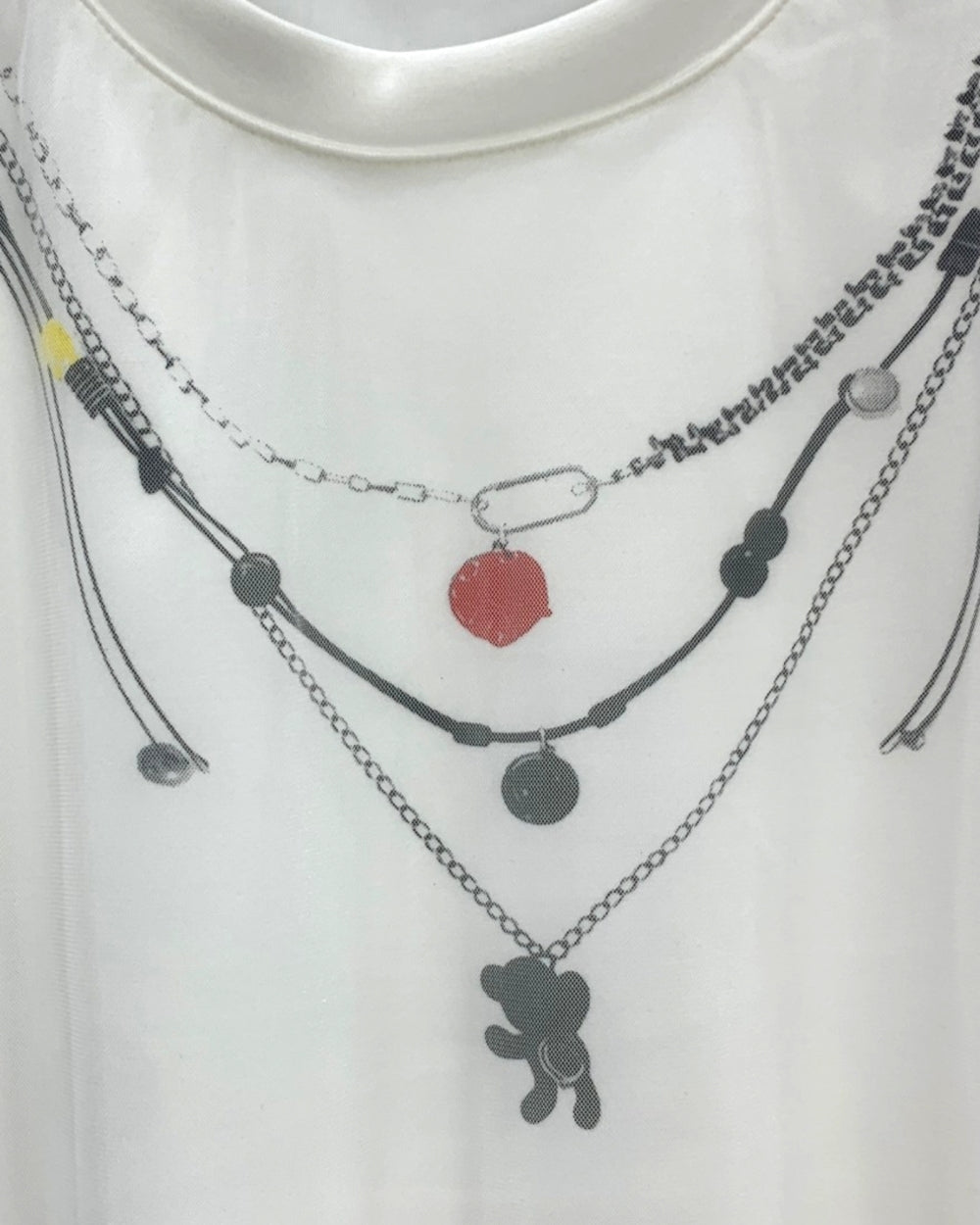 Layered Mesh Necklace Print Top - Zilvina