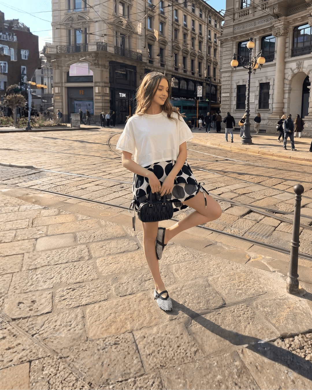 Layered Polka Dot Hem Top - Zilvina