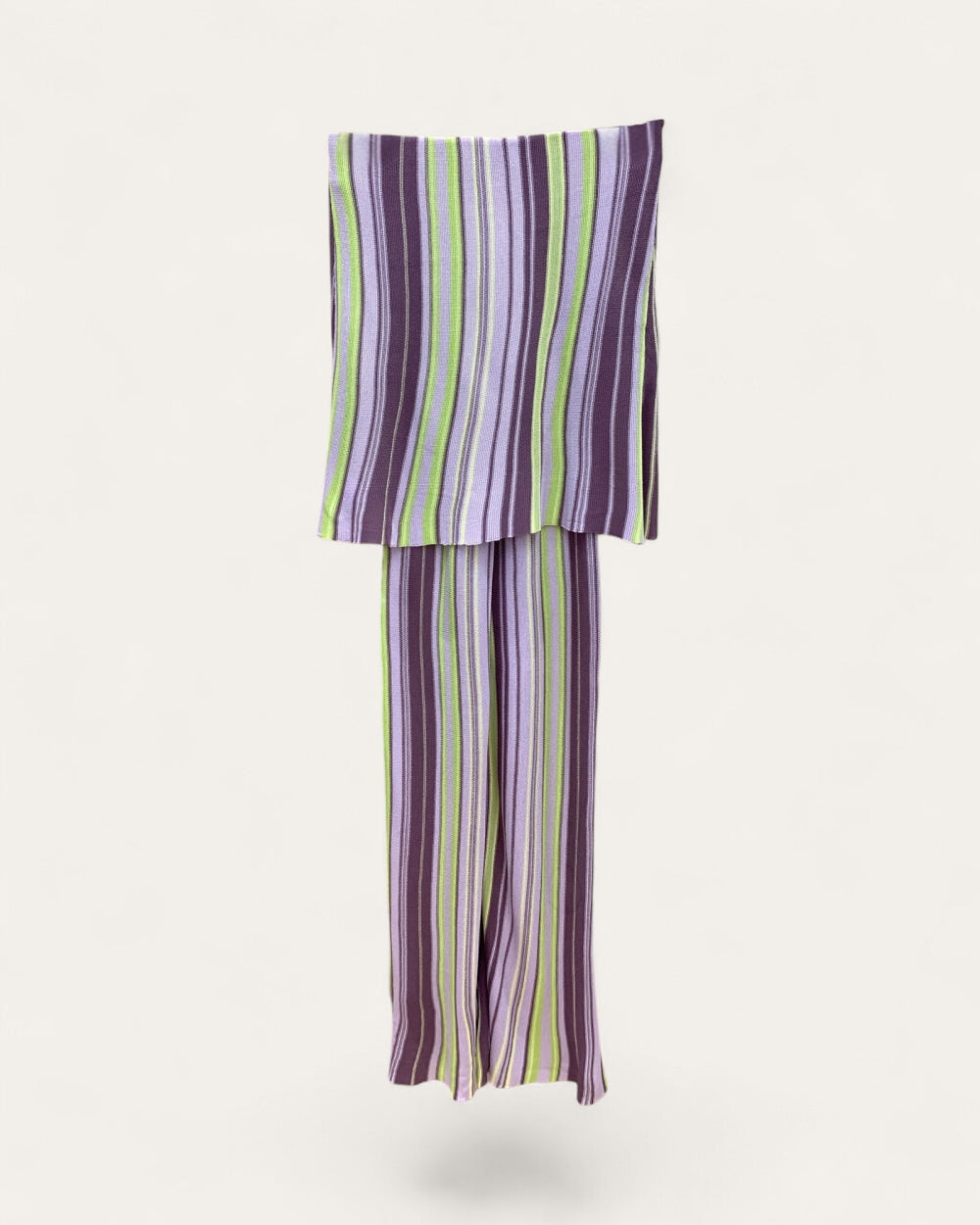 Layered Stripe Wide-Leg Pants - Zilvina