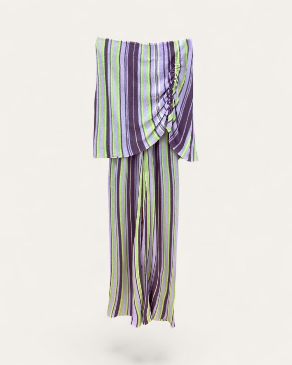 Layered Stripe Wide-Leg Pants - Zilvina
