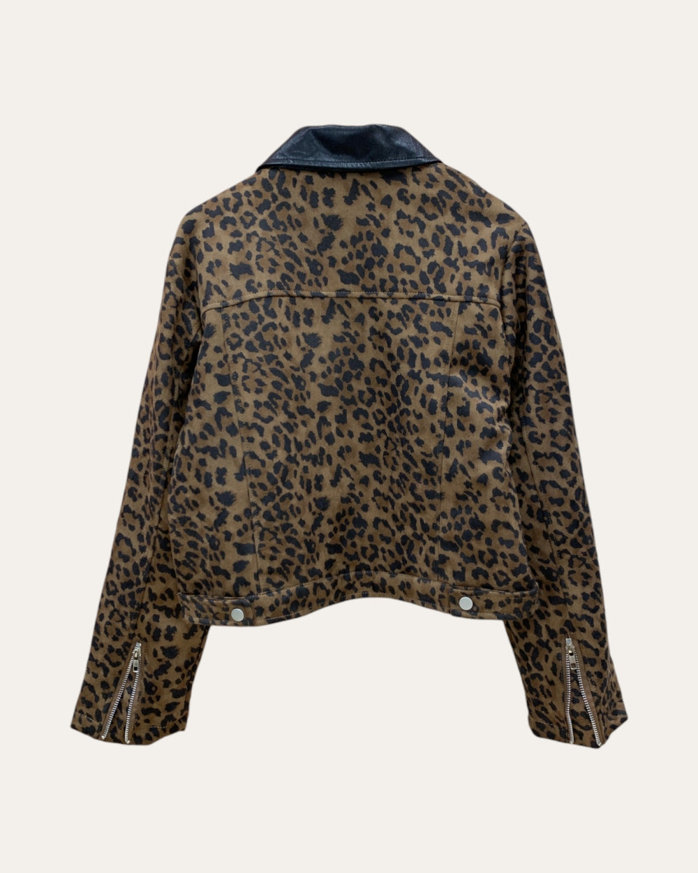 Leopard Print Contrast Collar Jacket - Zilvina