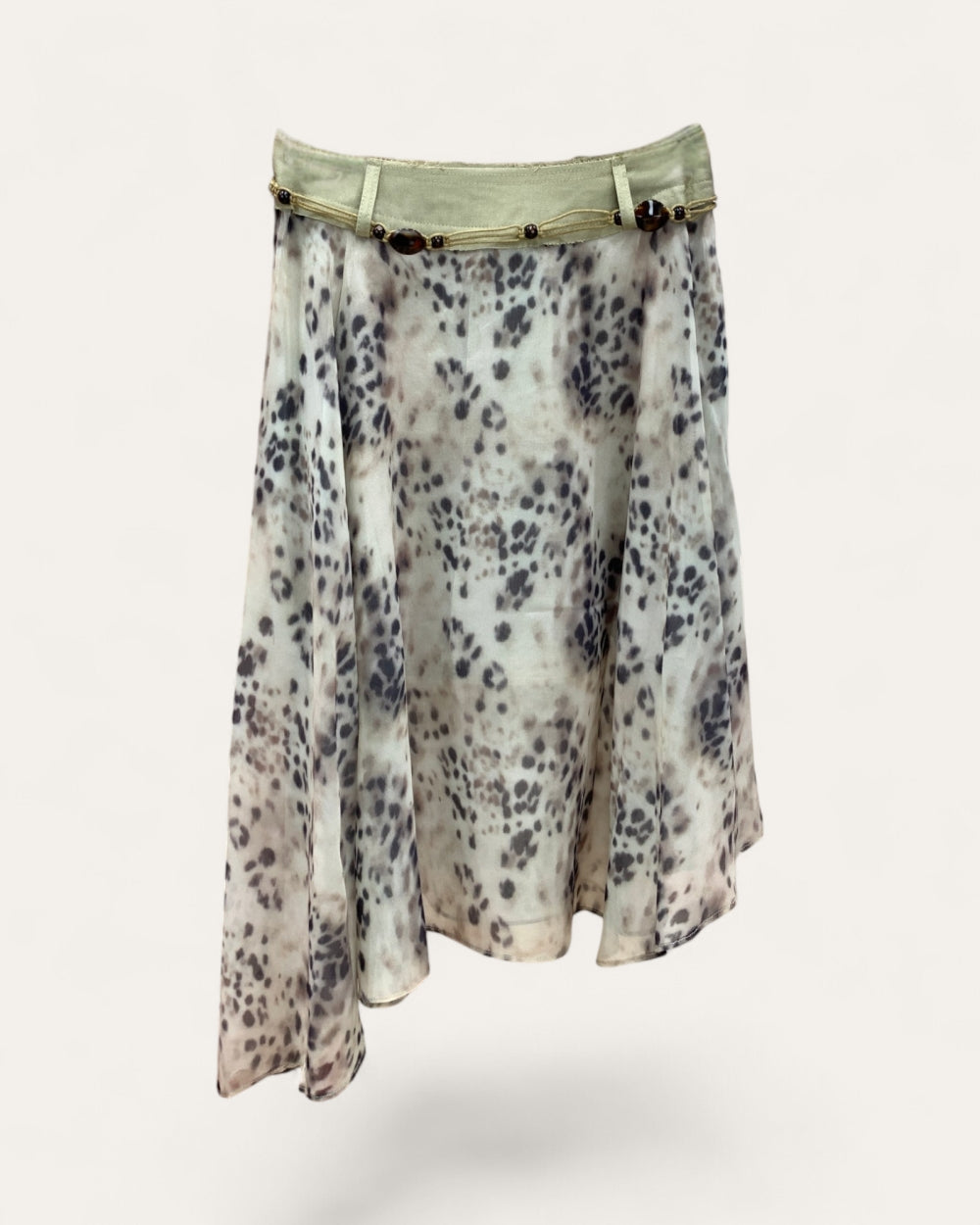 Leopard Print Tie-Waist Midi Skirt - Zilvina
