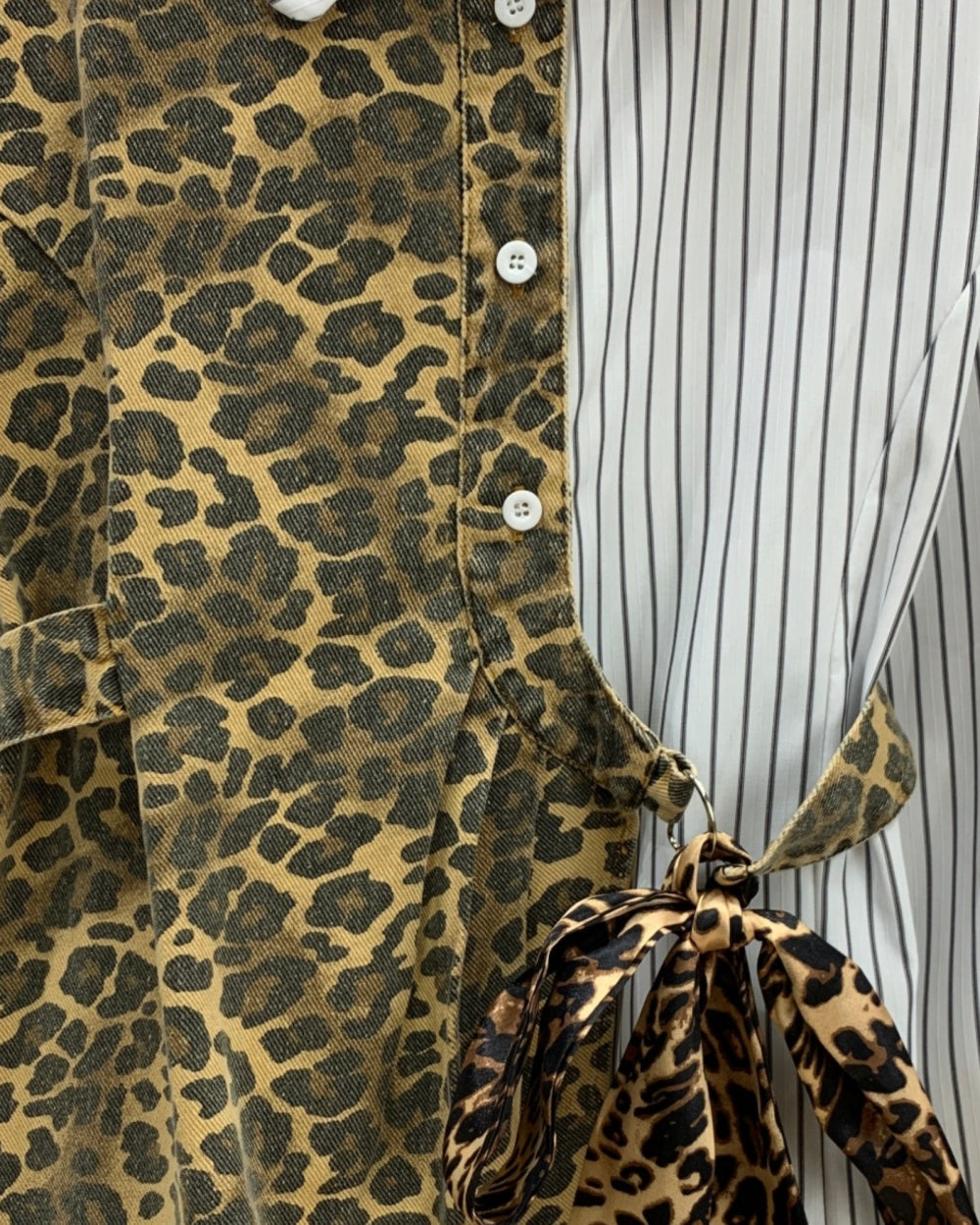 Leopard Stripe Tie-Waist Shirt - Zilvina