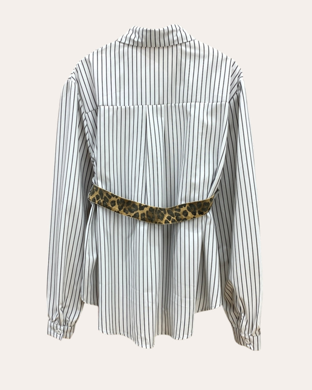 Leopard Stripe Tie-Waist Shirt - Zilvina