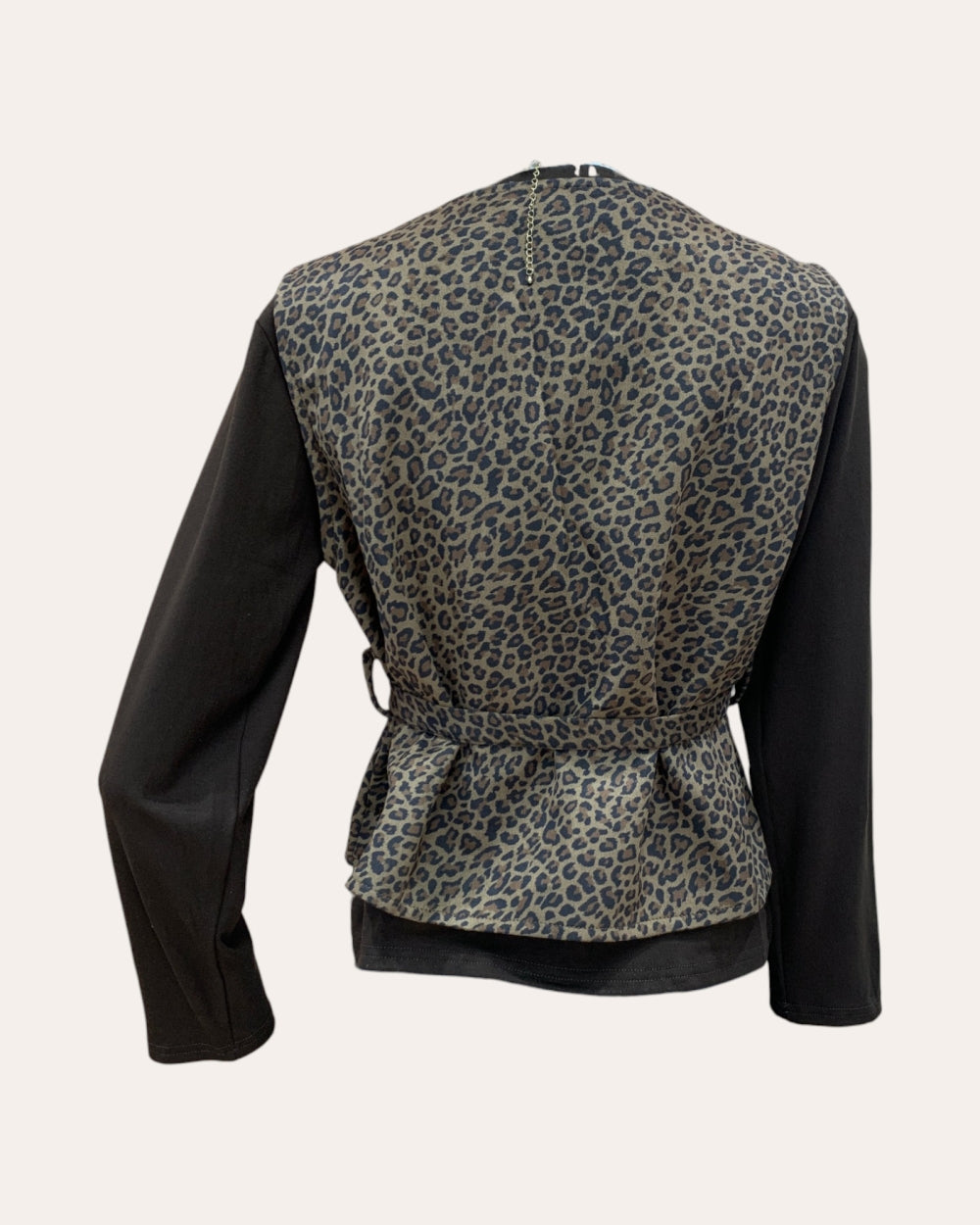 Leopard Tie-Waist Peplum Vest - Zilvina