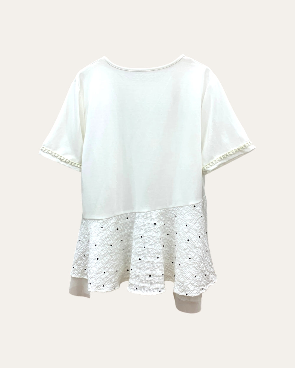 Mesh Ruffle Hem Minimalist Tee - Zilvina