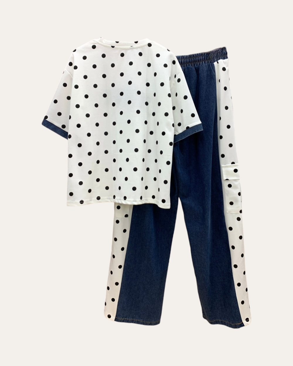 Mighty Polka Dot Denim Lounge Set - Zilvina