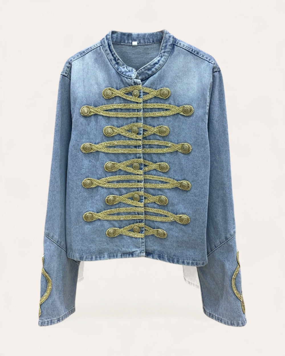 Military Braid Denim Jacket - Zilvina