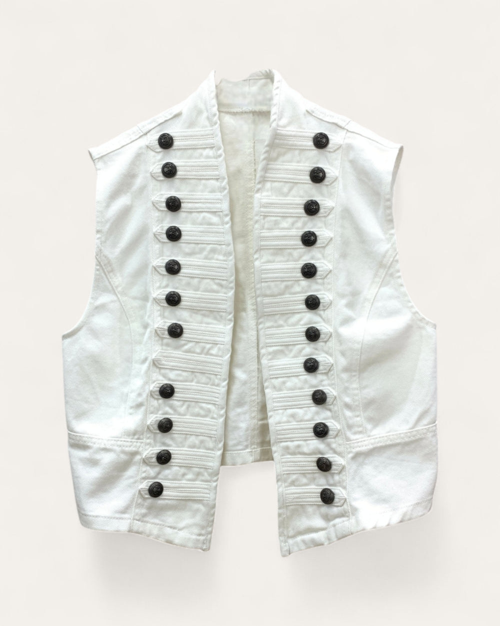 Military Button Denim Vest - Zilvina