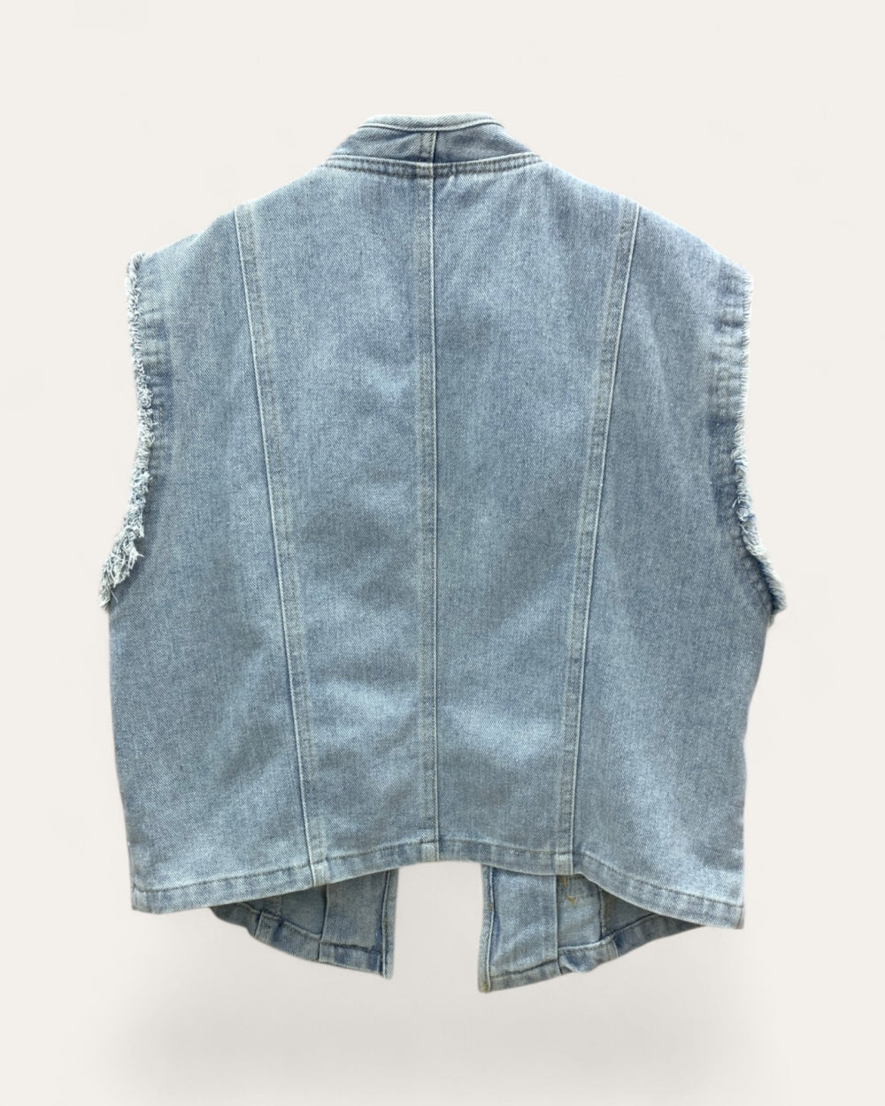 Military Button Denim Vest - Zilvina