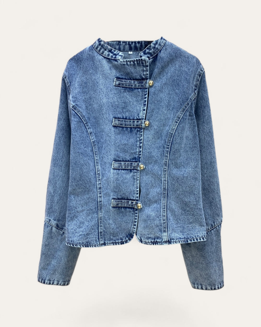 Military Frog Closure Denim Jacket - Zilvina