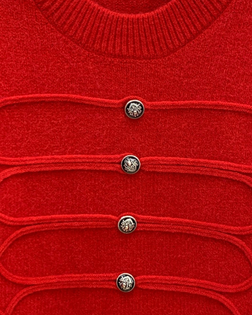 Military Loop Detail Knit Sweater - Zilvina