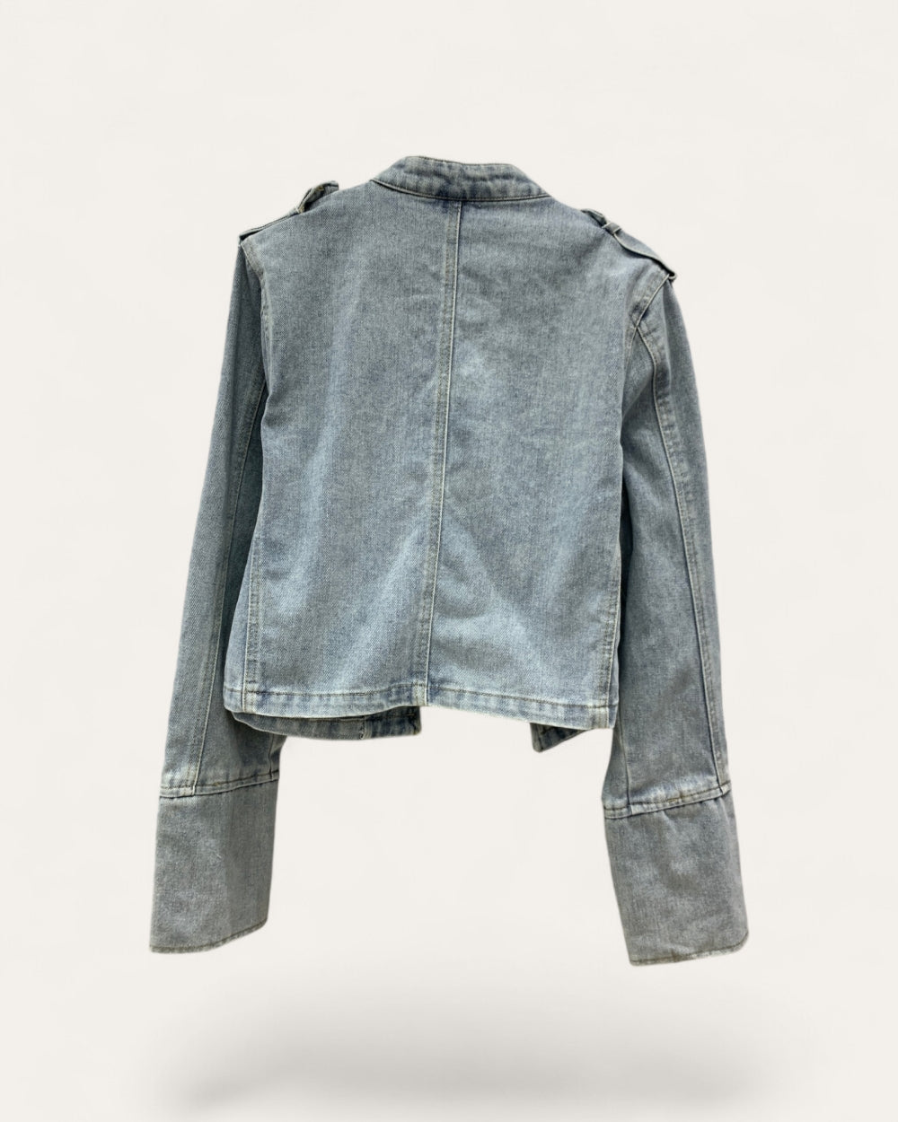 Military Style Denim Jacket - Zilvina