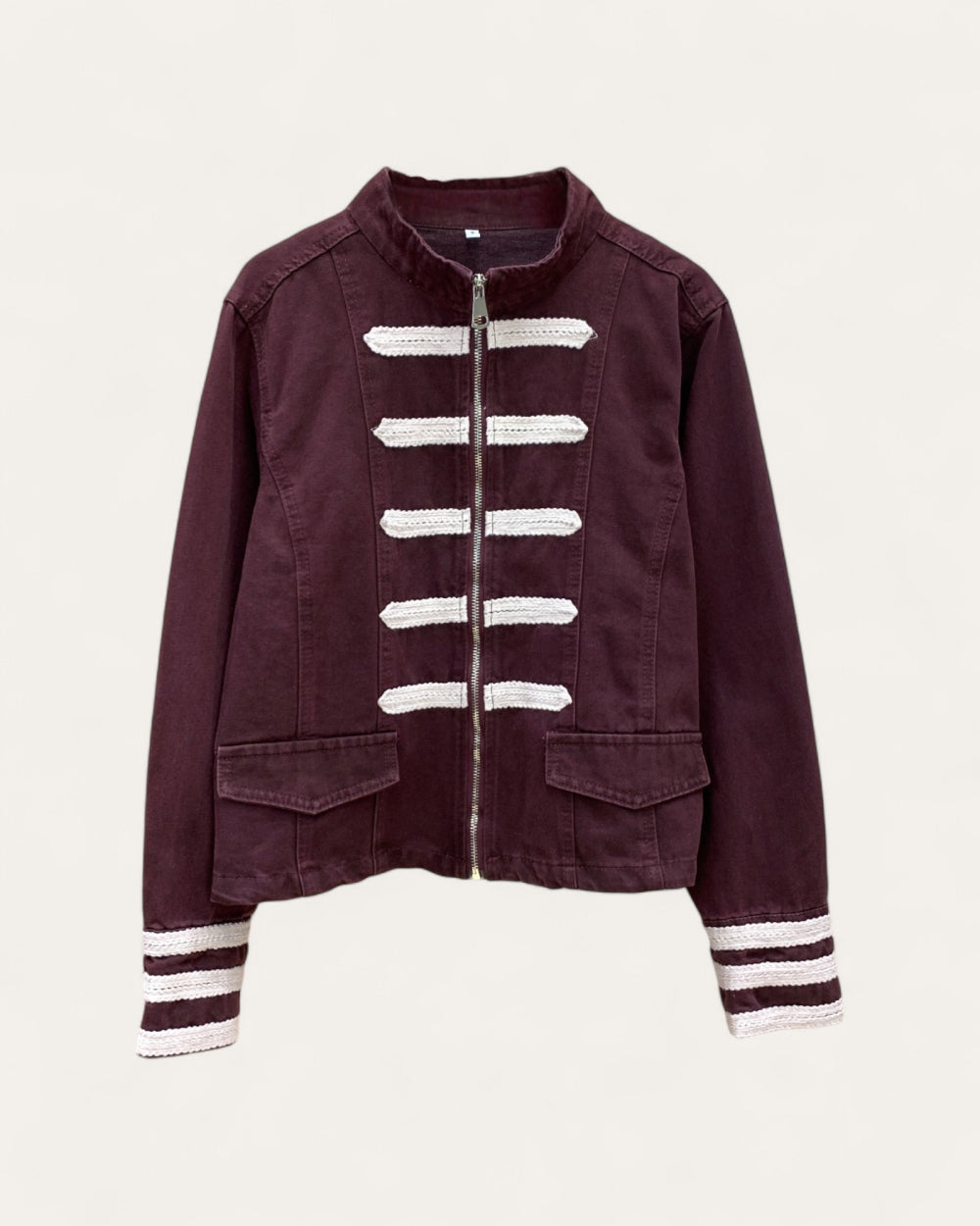 Military Trim Denim Jacket - Zilvina
