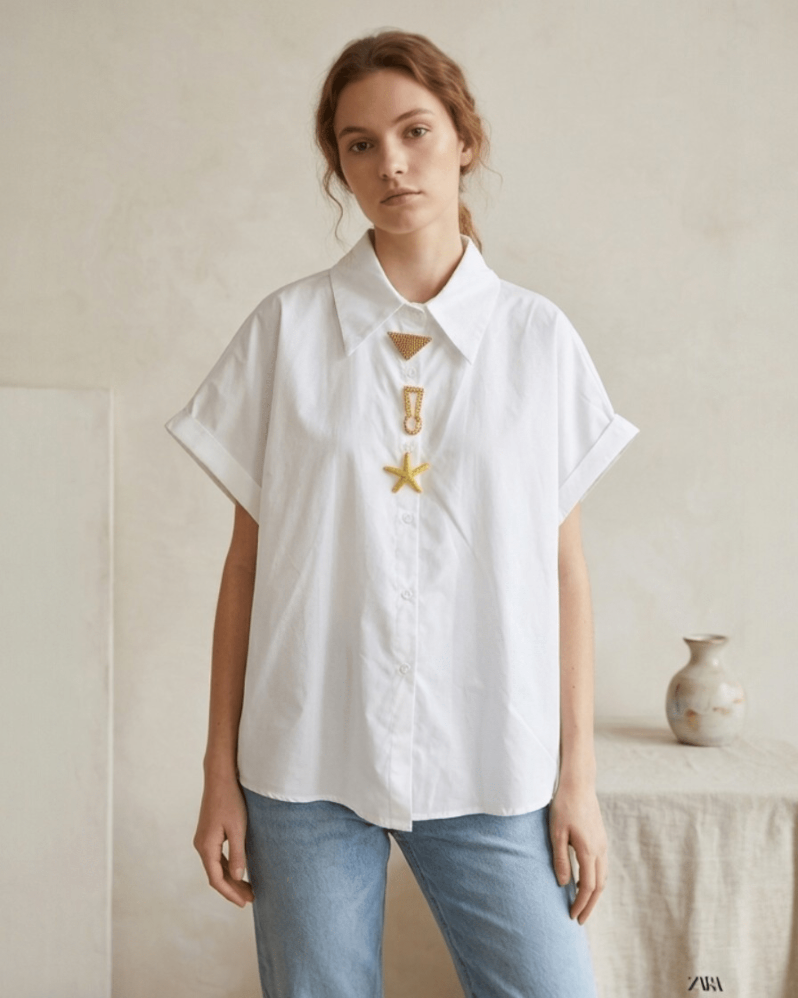 Minimal Embellished Shirt - Zilvina