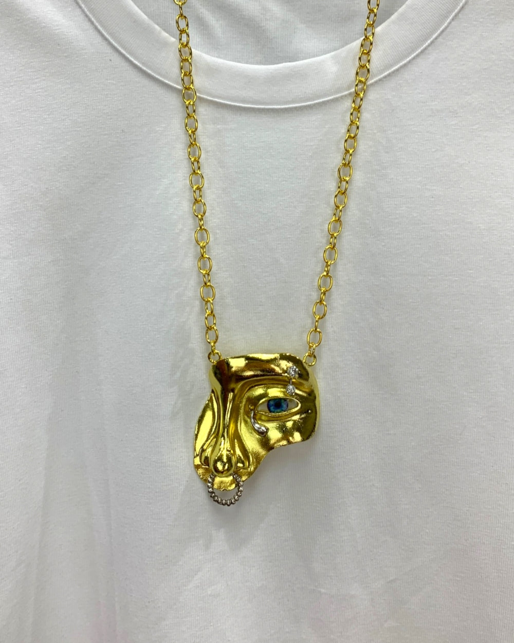 Minimal Tee with Abstract Pendant Detail - Zilvina