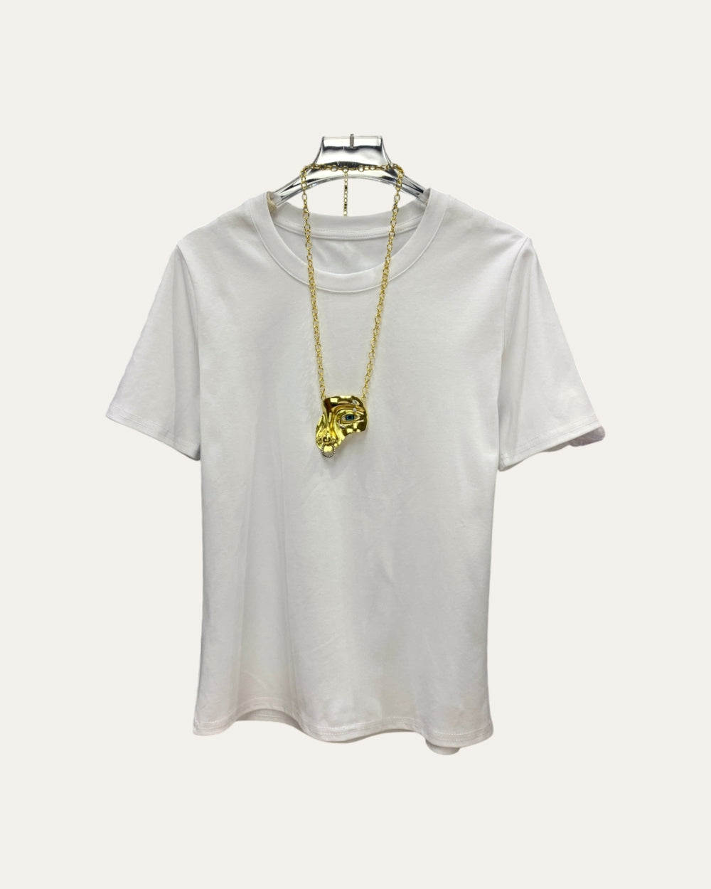 Minimal Tee with Abstract Pendant Detail - Zilvina