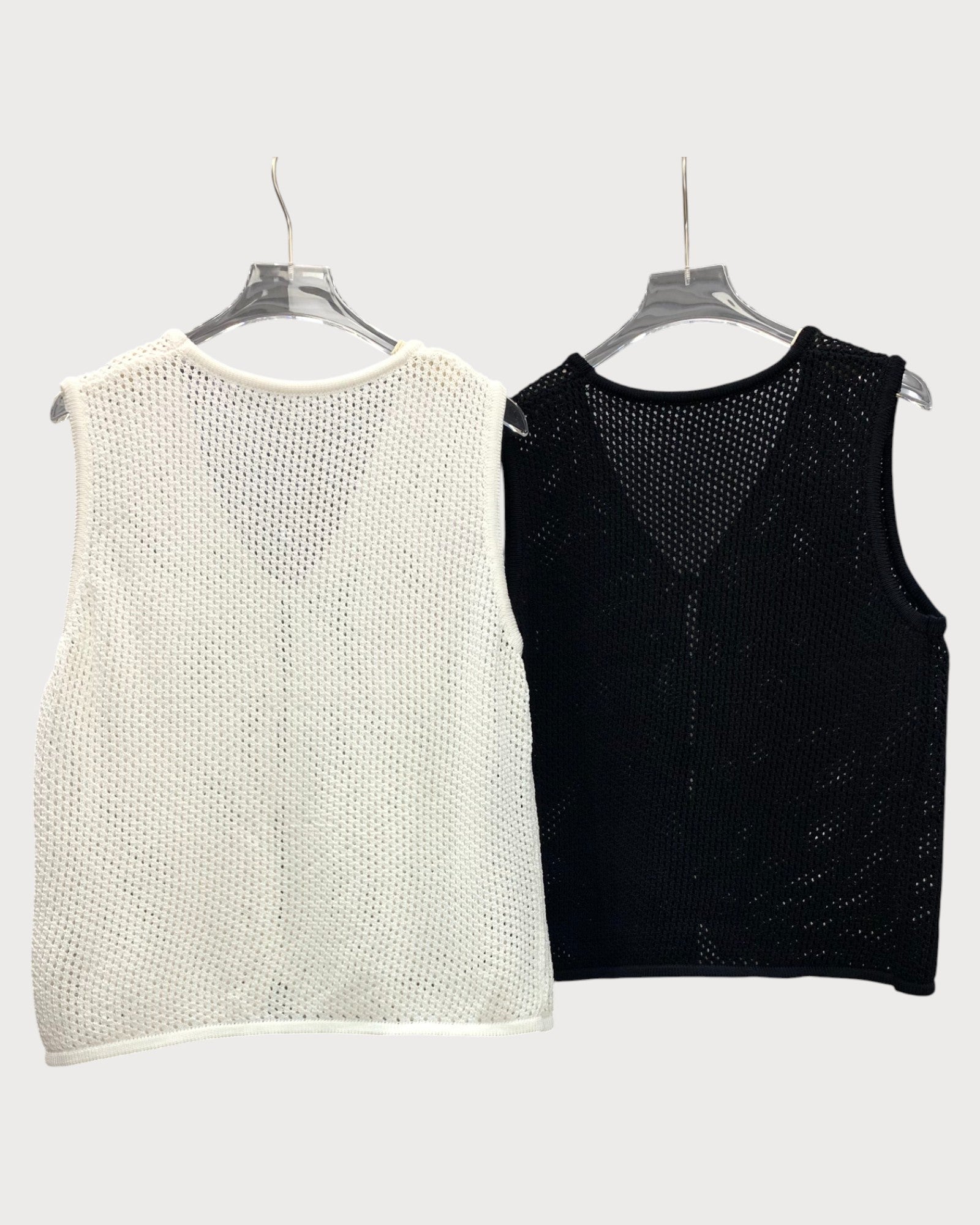 Sequin Embellished Mesh Knit Vest