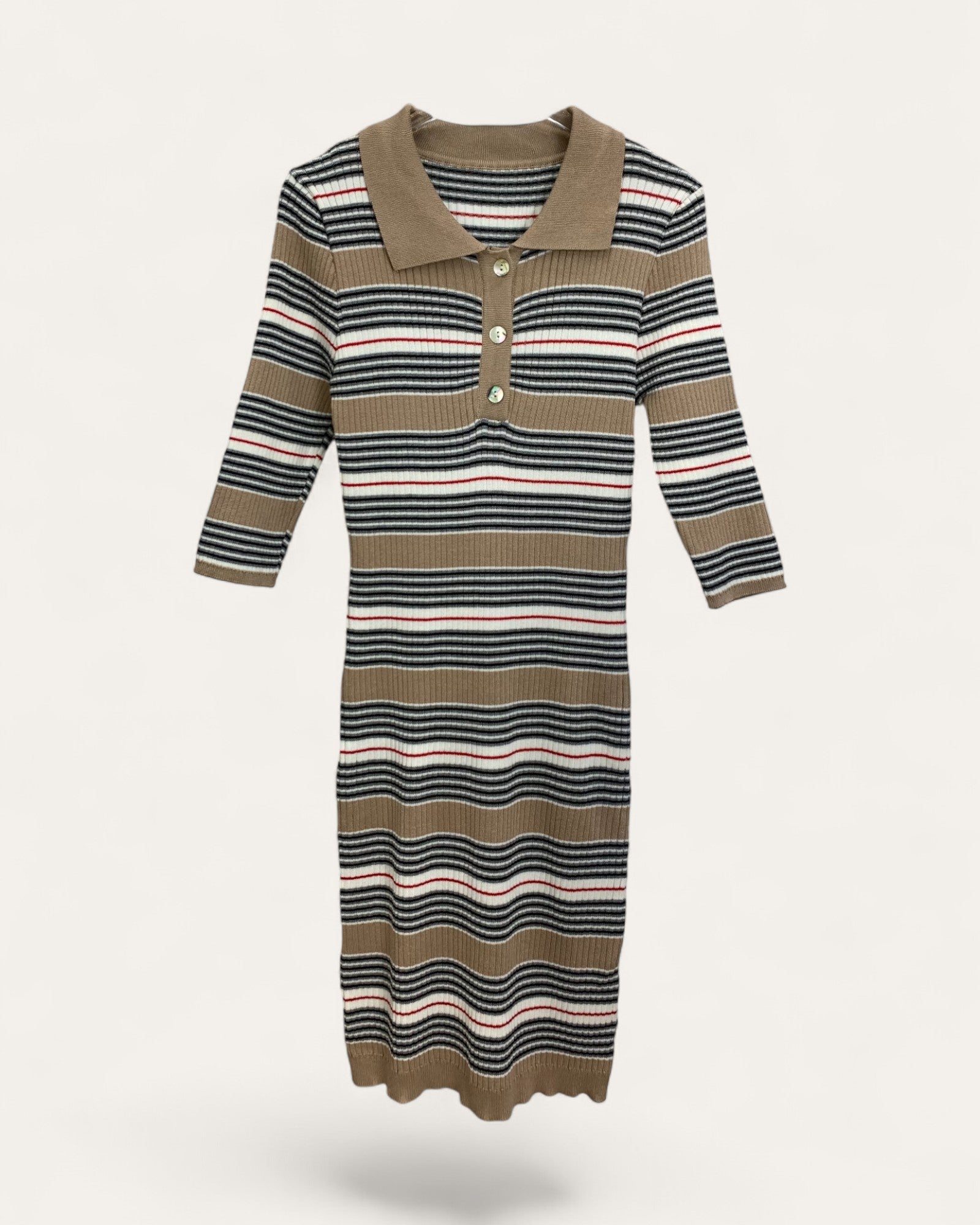 Striped Polo Knit Mini Dress