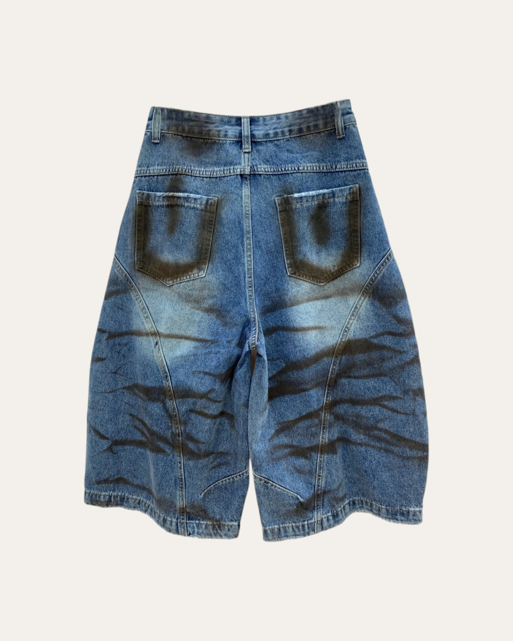Mystic Eye Distressed Denim Bermuda Shorts - Zilvina