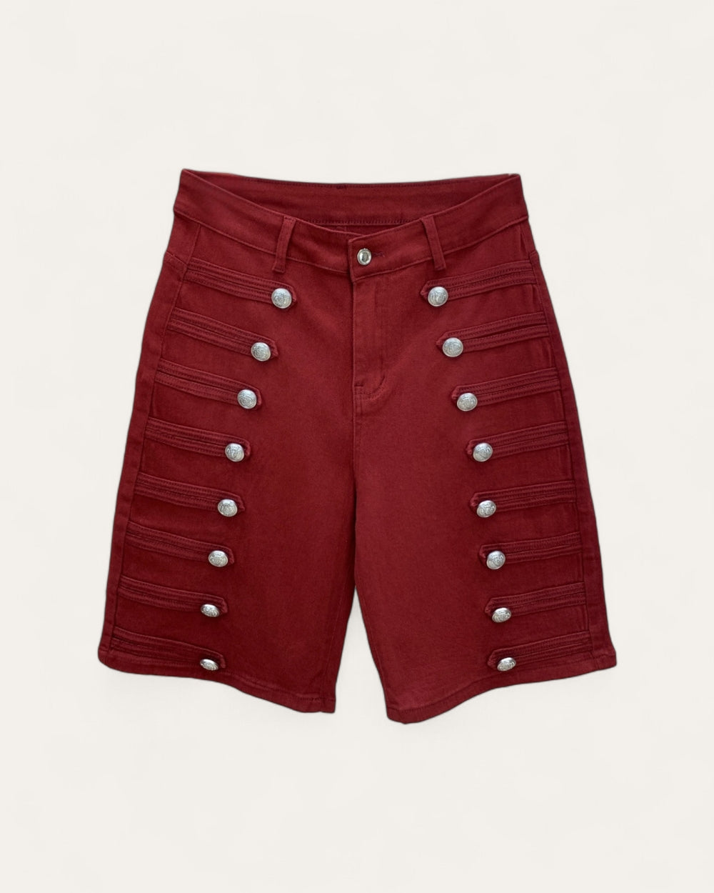 Napolean Military Button Denim Bermuda Shorts - Zilvina