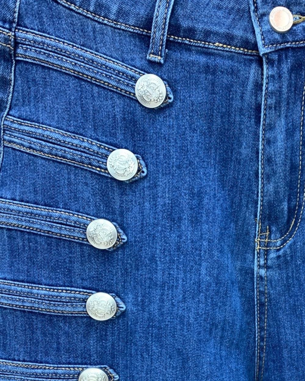 Napolean Military Button Denim Bermuda Shorts - Zilvina