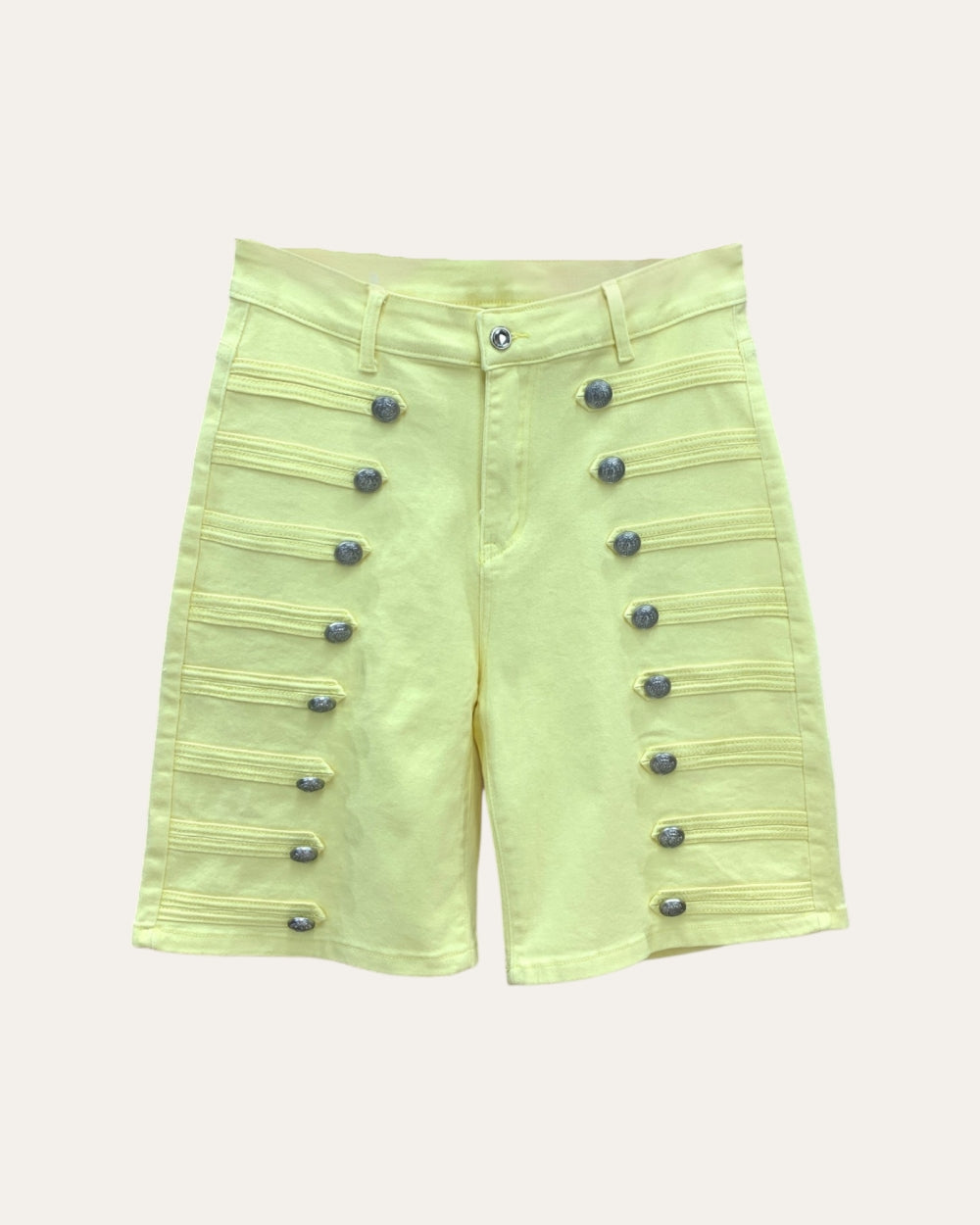 Napolean Military Button Denim Bermuda Shorts - Zilvina