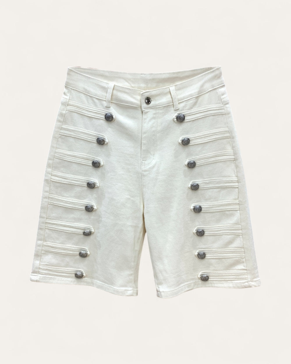 Napolean Military Button Denim Bermuda Shorts - Zilvina