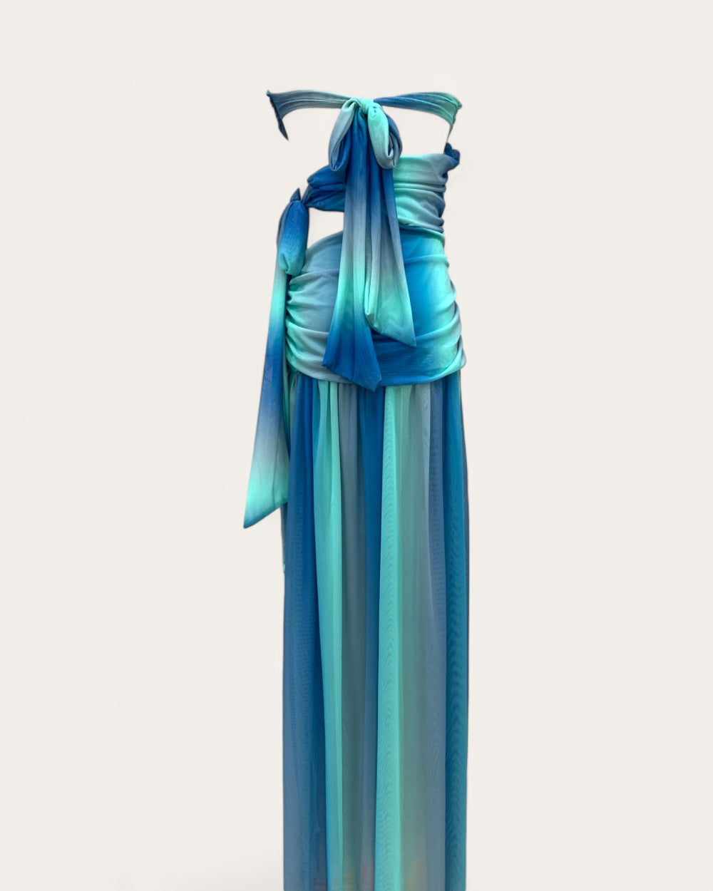 Ombre Mesh Ruched Two - Piece Maxi Dress - Zilvina