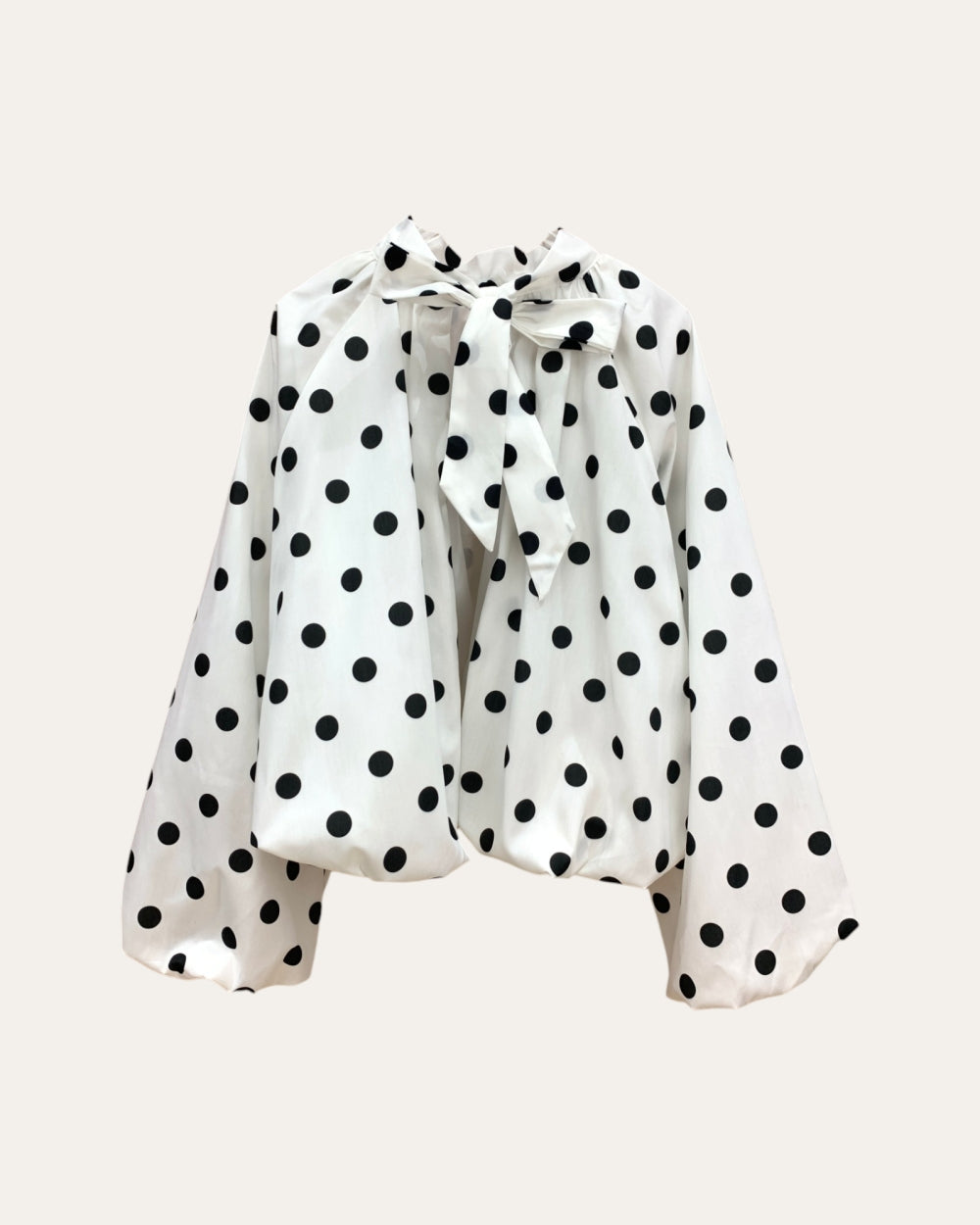 Open-Back Polka Dot Bow Blouse - Zilvina
