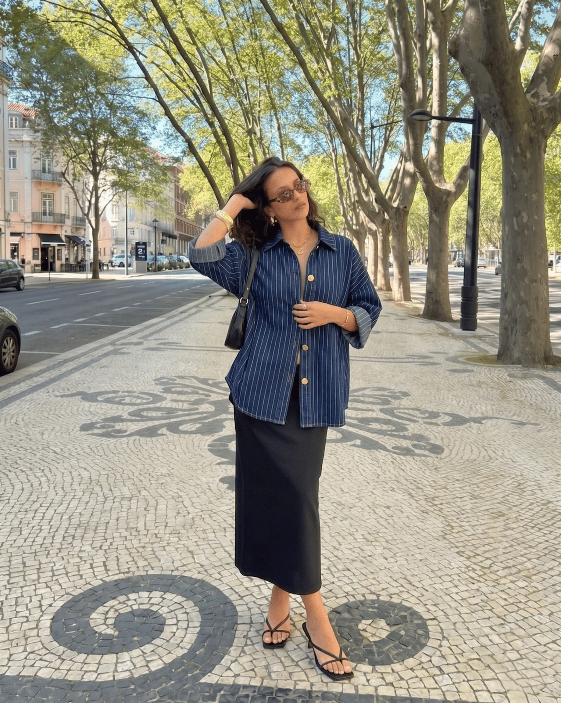 Oversized Pinstripe Button Down Shirt - Zilvina