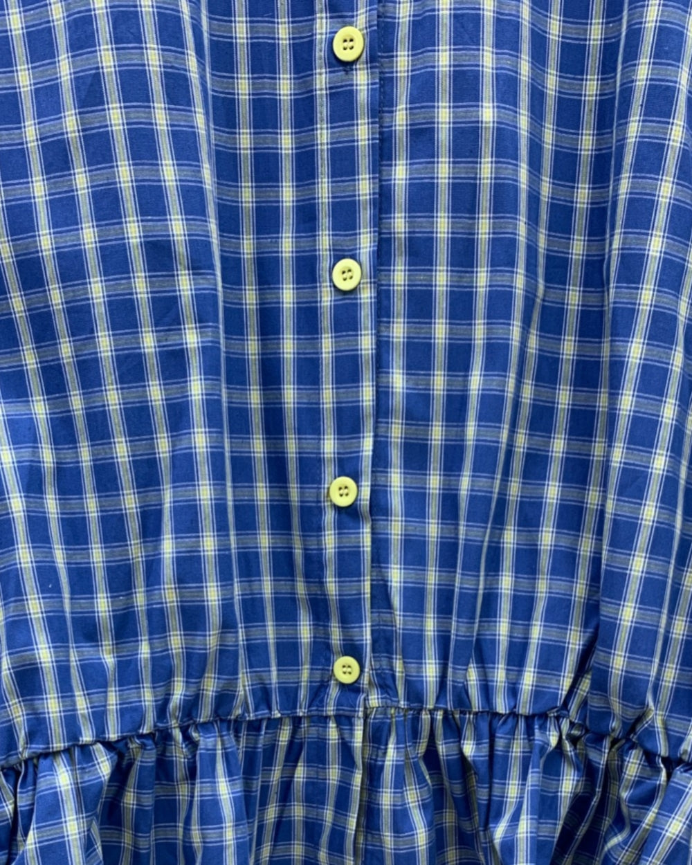 Oversized Plaid Ruffle Hem Shirt - Zilvina