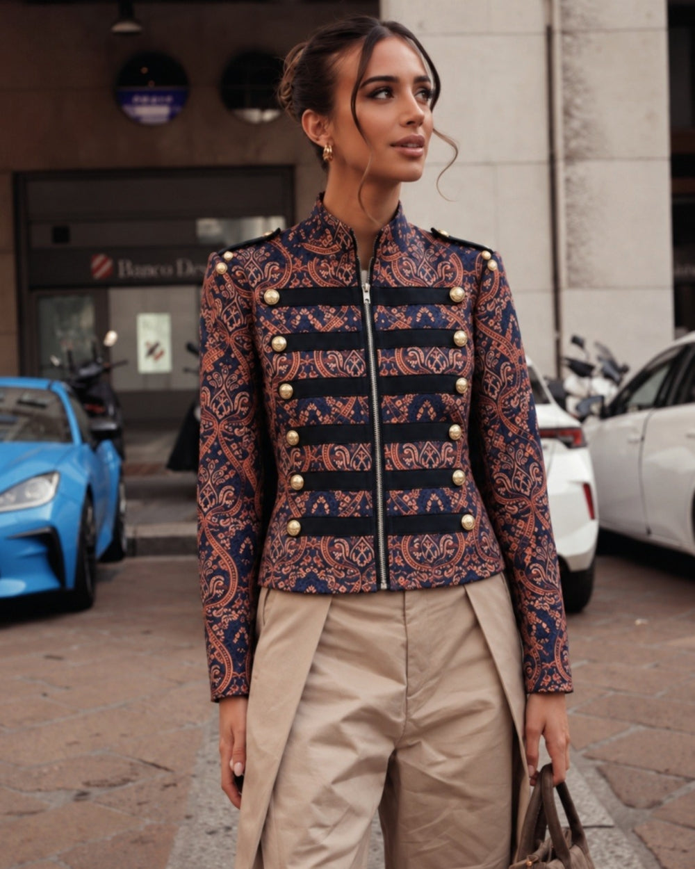 Paisley Military Button Jacket - Zilvina