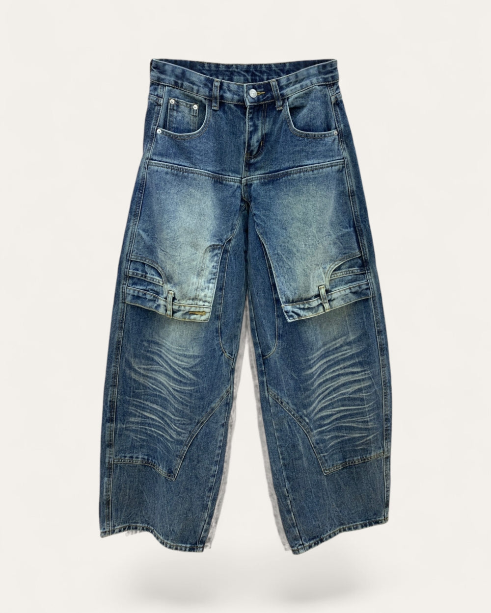 Paneled Barrel Leg Jeans - Zilvina
