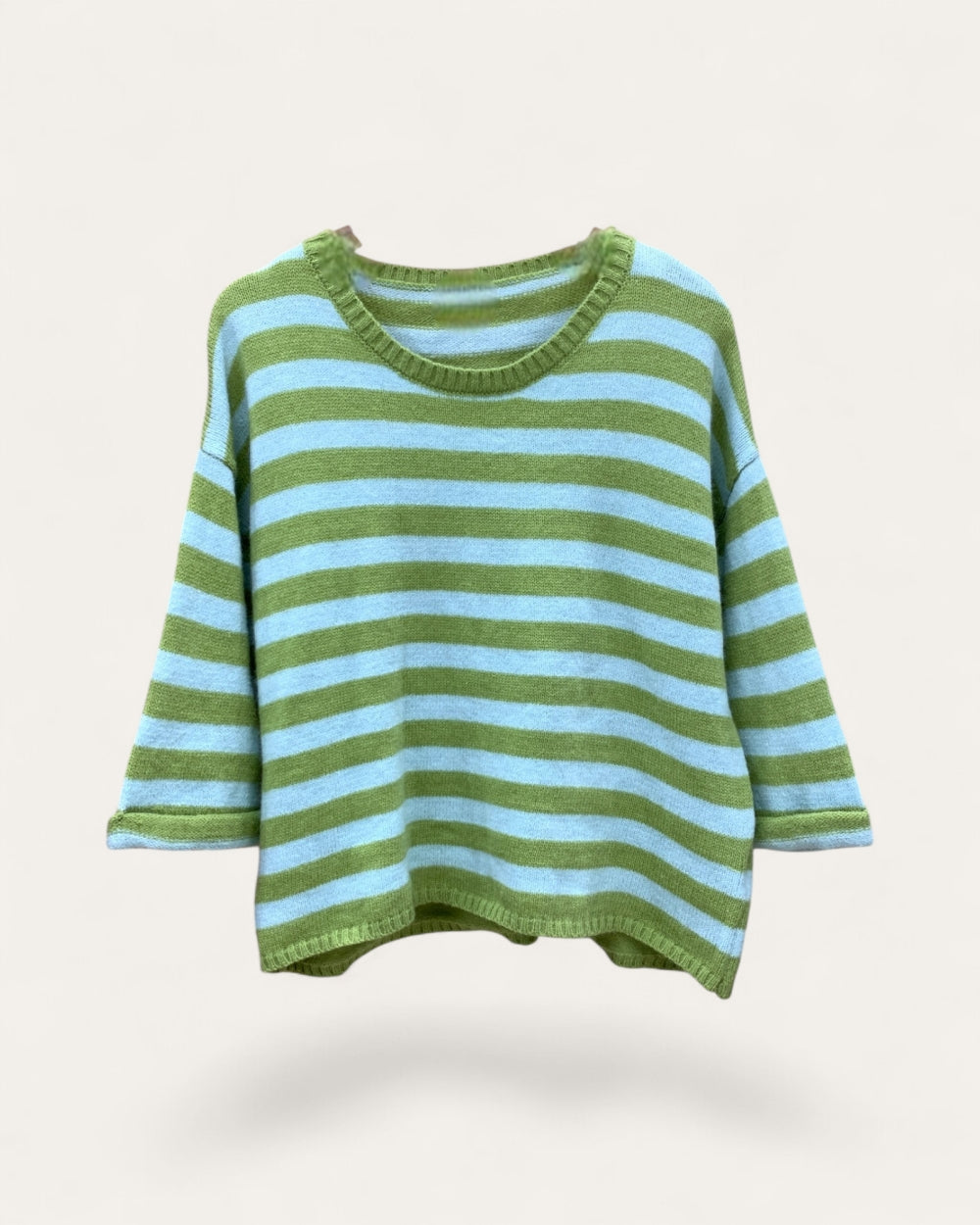Pastel Stripe Short Sleeve Knit Top - Zilvina