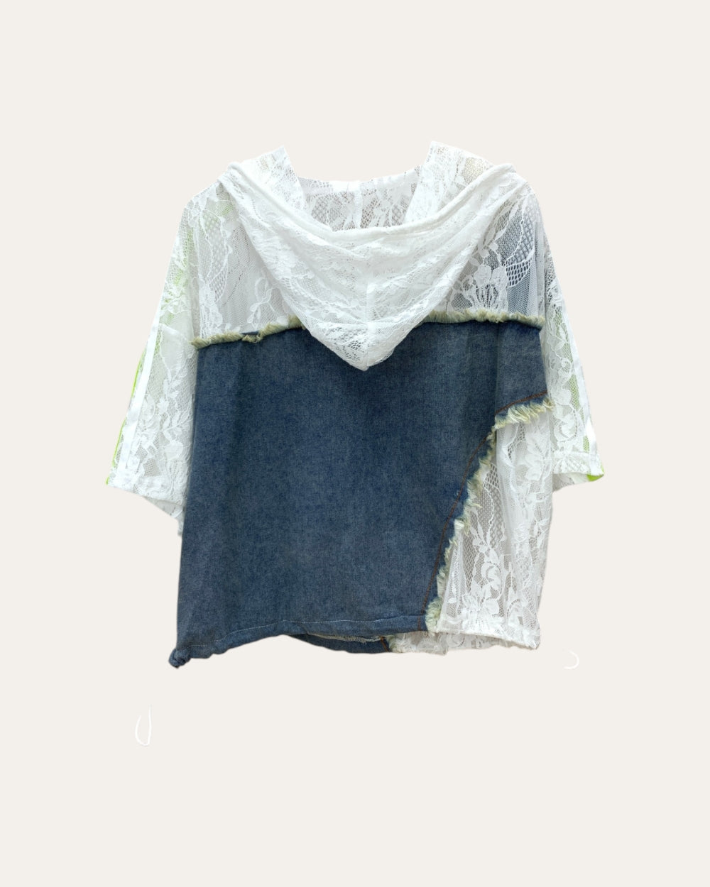 Patchwork Mesh Hooded Top - Zilvina