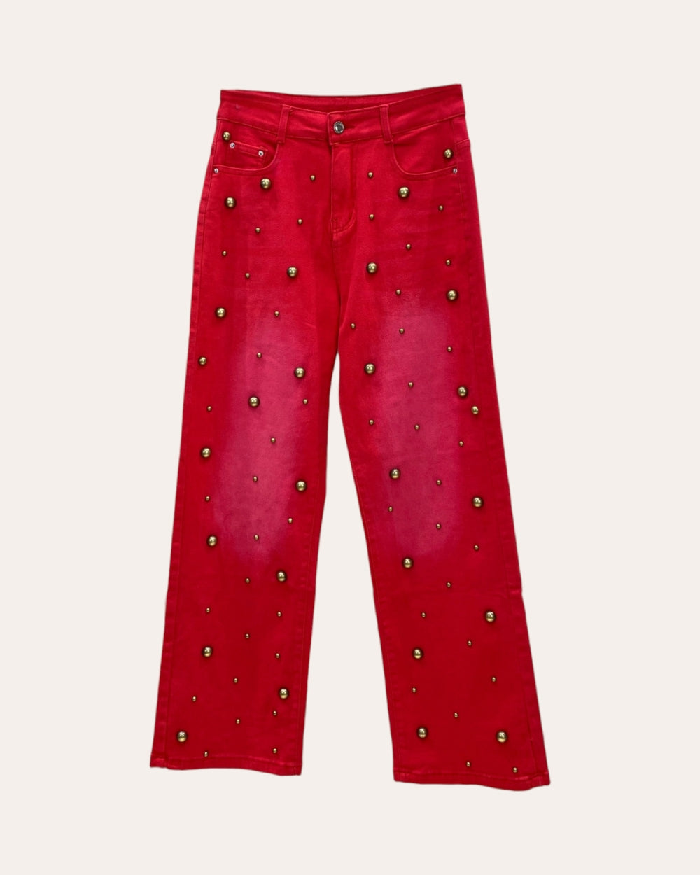Pearl Stud Wide-Leg Jeans - Zilvina