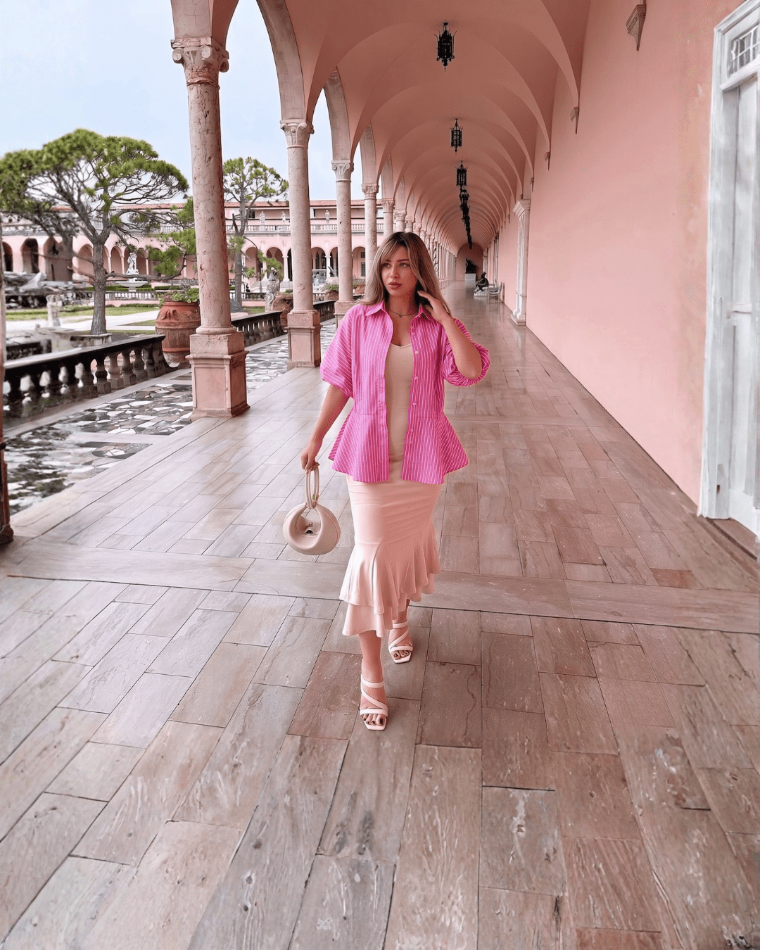 Peplum Stripe Puff Sleeve Blouse - Zilvina