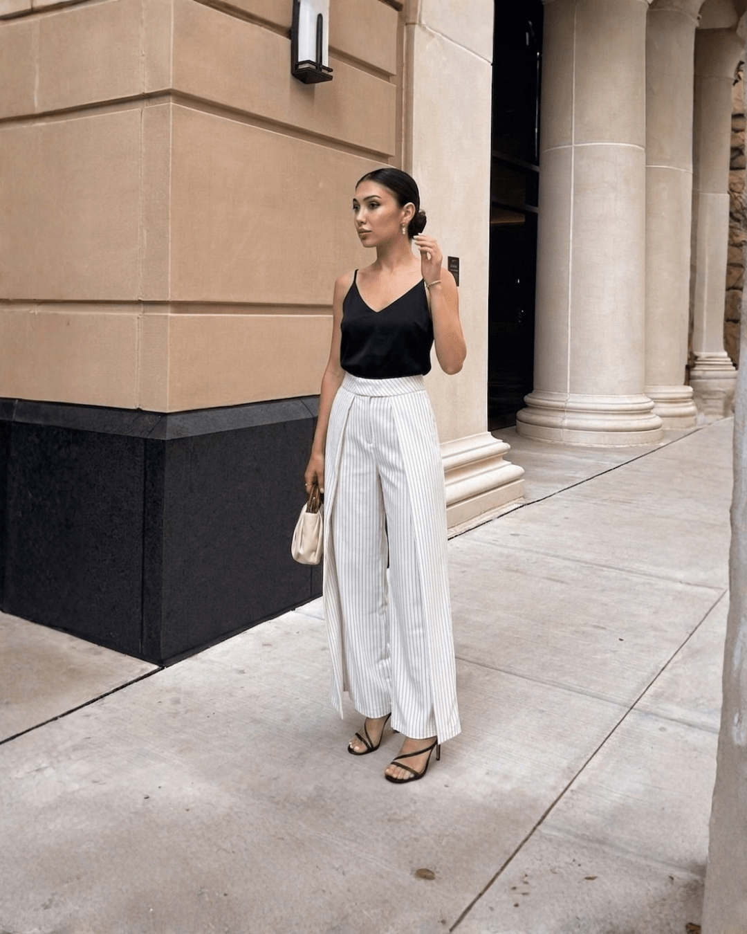Pinstripe Wide Leg Pants - Zilvina