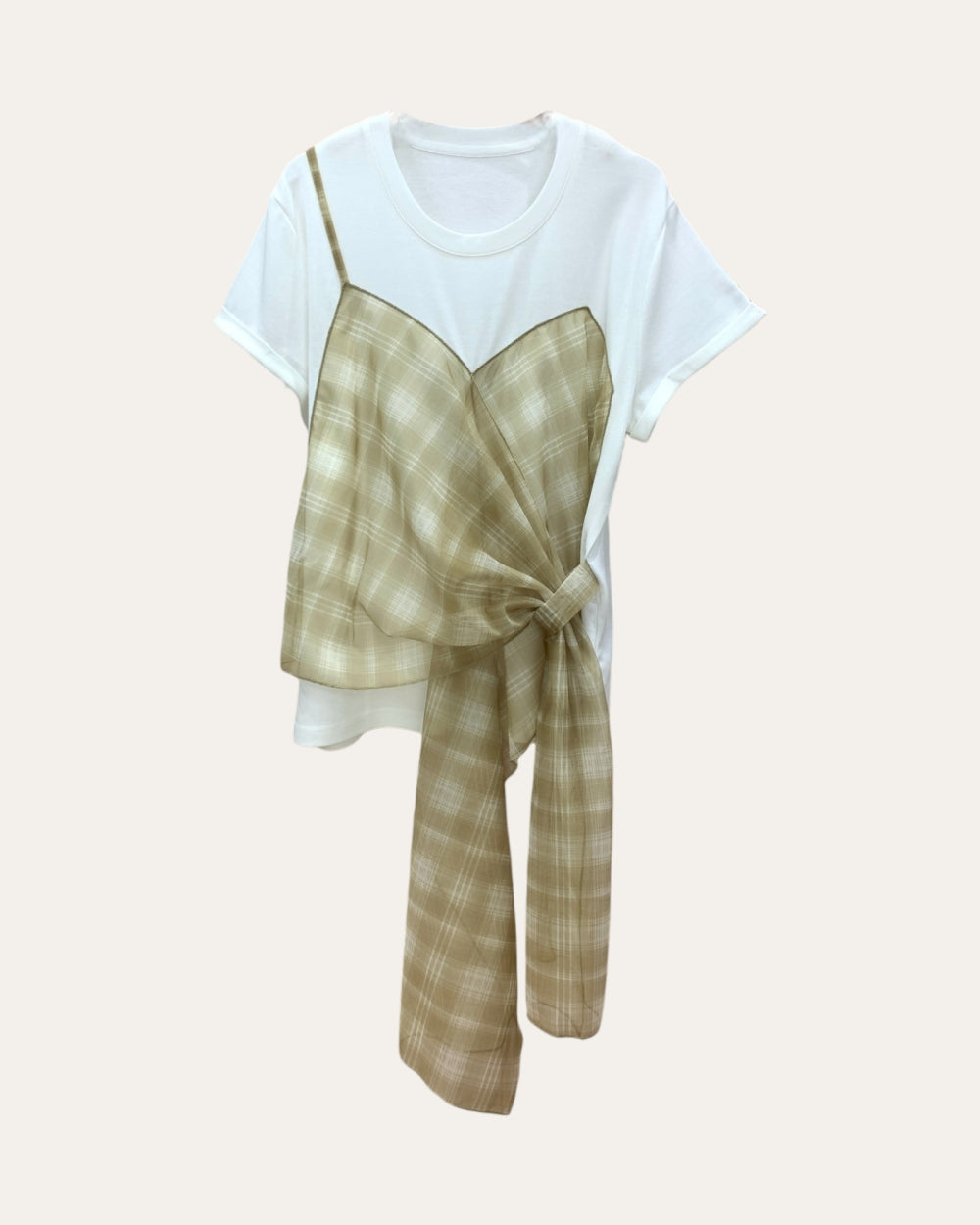 Plaid Bow Layered Tee - Zilvina