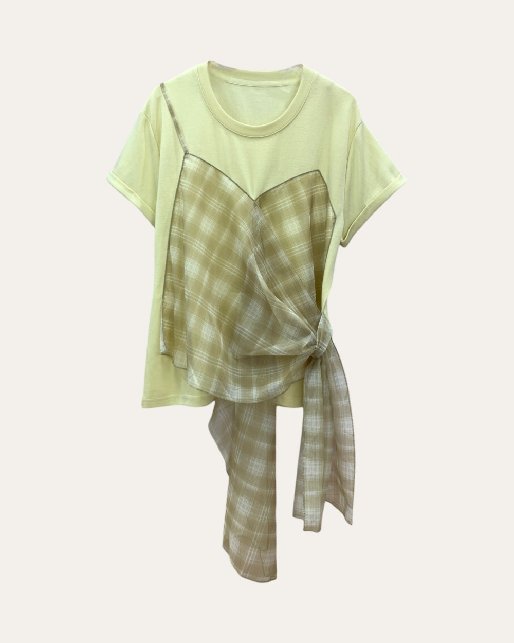 Plaid Bow Layered Tee - Zilvina