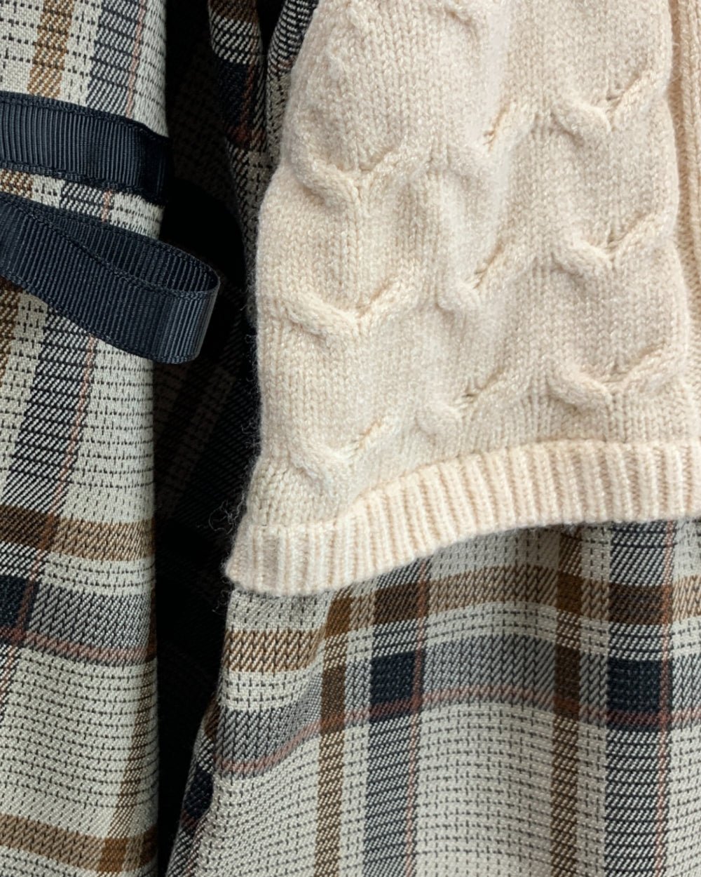 Plaid Patchwork Knit Blouse - Zilvina