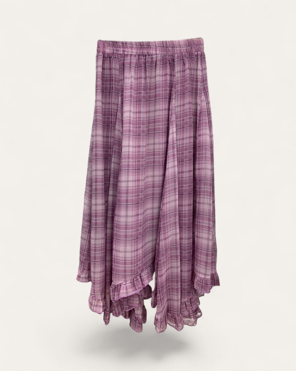 Plaid Ruffle Maxi Skirt - Zilvina