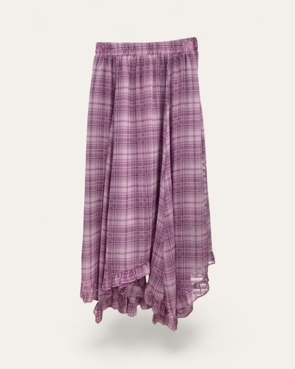Plaid Ruffle Maxi Skirt - Zilvina